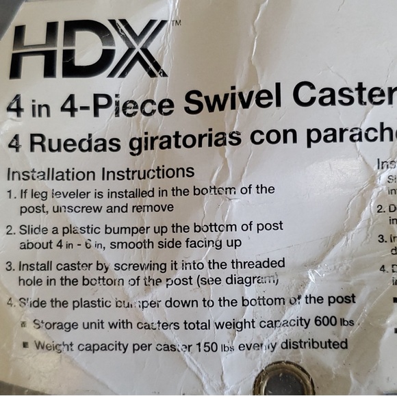 HDX 4 in 4-Piece Swivel Casters with Bumpers - Picture 11 of 13